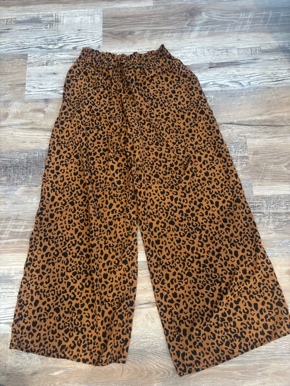 Sienna Sky Leopard-Print Wide Leg Pants - Brown & Black, Sz M